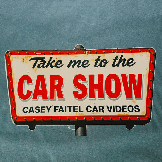 Blue Jean Color Take Me To The Car Show Billboard Premium Short Sleeve Graphic T-Shirt